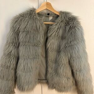 H&M Light Gray Teddy Jacket
